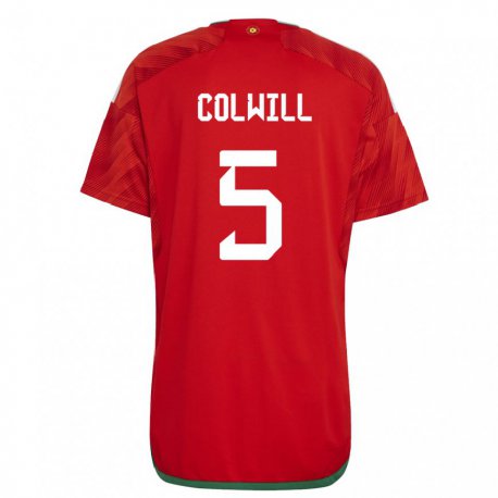 Kandiny Herren Walisische Rubin Colwill #5 Rot Heimtrikot Trikot 22-24 T-shirt Österreich