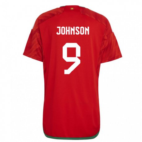 Kandiny Heren Welsh Brennan Johnson #9 Rood Thuisshirt Thuistenue 22-24 T-shirt