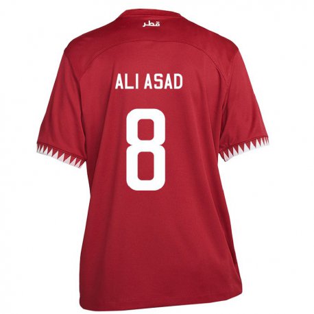 Kandiny Heren Qatarees Ali Asad #8 Kastanjebruin Thuisshirt Thuistenue 22-24 T-shirt