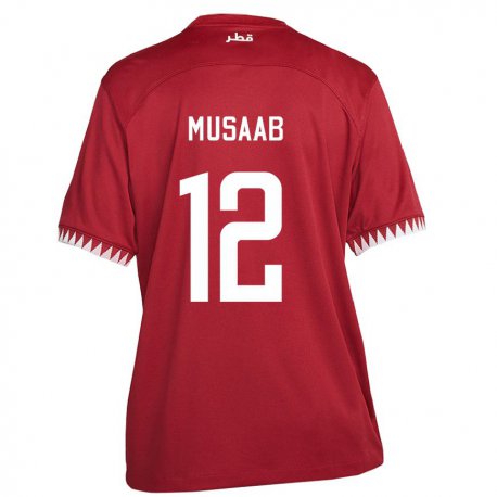 Kandiny Heren Qatarees Musaab Khidir #12 Kastanjebruin Thuisshirt Thuistenue 22-24 T-shirt