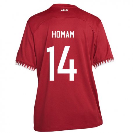 Kandiny Uomo Maglia Qatar Homam Ahmed #14 Marrone Kit Gara Home 22-24 Maglietta