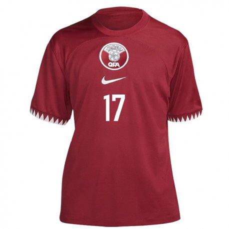 Kandiny Heren Qatarees Ismail Mohamad #17 Kastanjebruin Thuisshirt Thuistenue 22-24 T-shirt