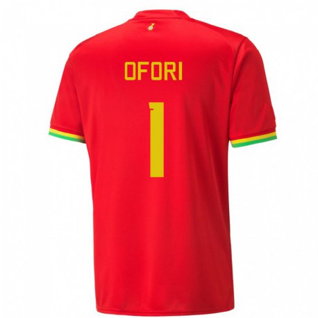 Kandiny Uomo Maglia Ghana Richard Ofori #1 Rosso Kit Gara Away 22-24 Maglietta