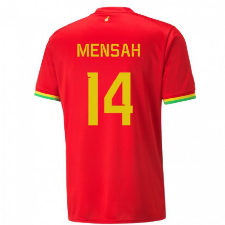 Kandiny Uomo Maglia Ghana Gideon Mensah #14 Rosso Kit Gara Away 22-24 Maglietta