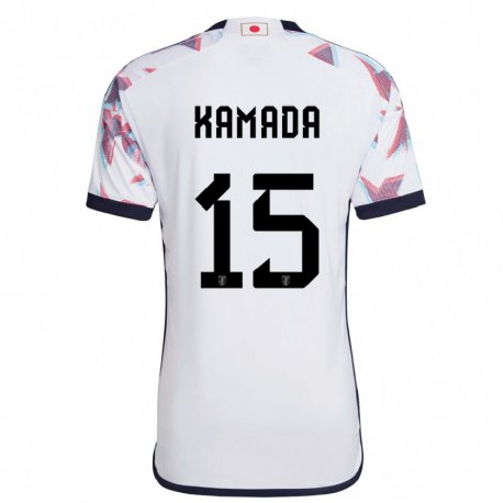 Kandiny Uomo Maglia Giappone Daichi Kamada #15 Bianco Kit Gara Away 22-24 Maglietta