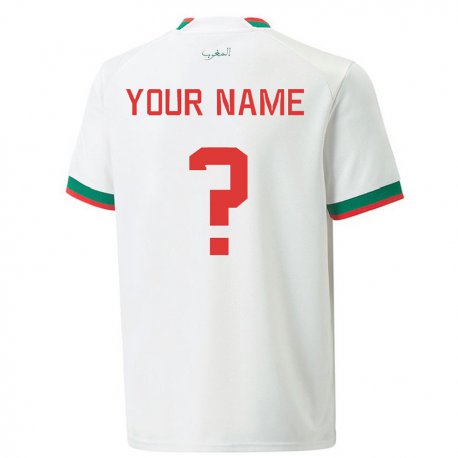 Kandiny Hombre Camiseta Marruecos Su Nombre #0 Blanco 2ª Equipación 22-24 La Camisa