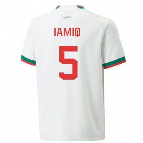 Kandiny Uomo Maglia Marocco Jawad Iamiq #5 Bianco Kit Gara Away 22-24 Maglietta