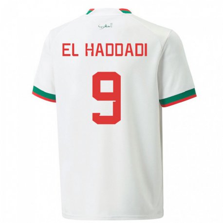 Kandiny Uomo Maglia Marocco Munir El Haddadi #9 Bianco Kit Gara Away 22-24 Maglietta