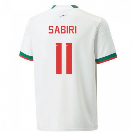 Kandiny Hombre Camiseta Marruecos Abdelhamid Sabiri #11 Blanco 2ª Equipación 22-24 La Camisa