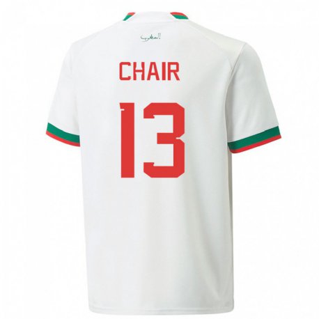 Kandiny Uomo Maglia Marocco Iliass Chair #13 Bianco Kit Gara Away 22-24 Maglietta