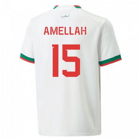 Kandiny Uomo Maglia Marocco Selim Amellah #15 Bianco Kit Gara Away 22-24 Maglietta