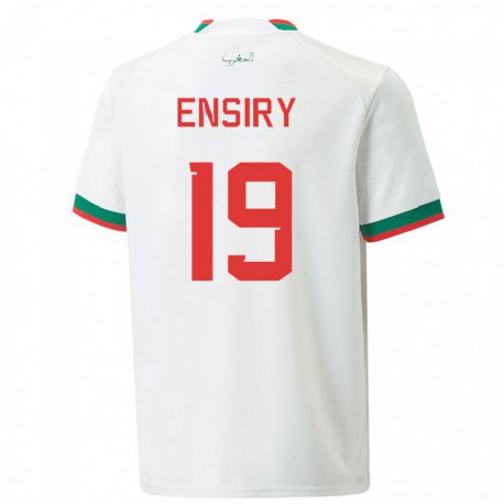 Kandiny Uomo Maglia Marocco Youssef Ensiry #19 Bianco Kit Gara Away 22-24 Maglietta