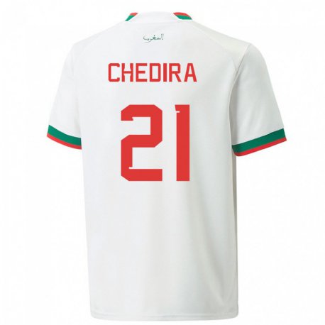 Kandiny Uomo Maglia Marocco Walid Chedira #21 Bianco Kit Gara Away 22-24 Maglietta