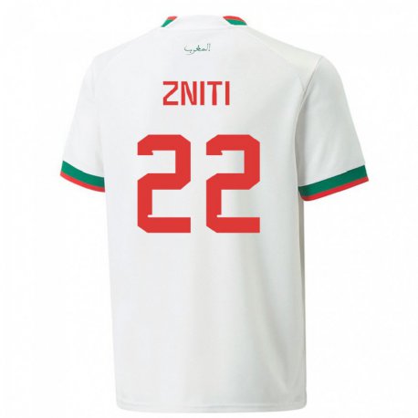 Kandiny Uomo Maglia Marocco Anas Zniti #22 Bianco Kit Gara Away 22-24 Maglietta