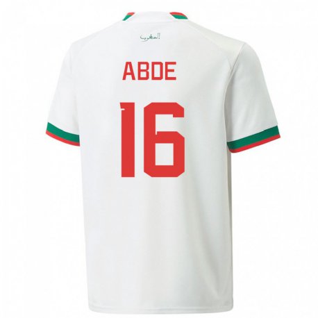 Kandiny Hombre Camiseta Marruecos Ez Abde #16 Blanco 2ª Equipación 22-24 La Camisa