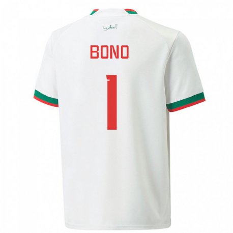 Kandiny Hombre Camiseta Marruecos Bono #1 Blanco 2ª Equipación 22-24 La Camisa