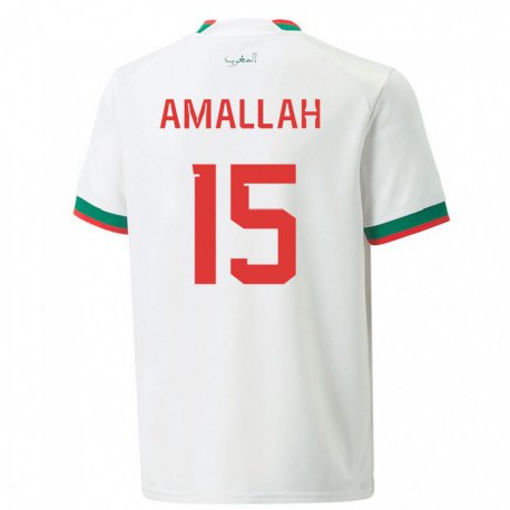 Kandiny Hombre Camiseta Marruecos Selim Amallah #15 Blanco 2ª Equipación 22-24 La Camisa