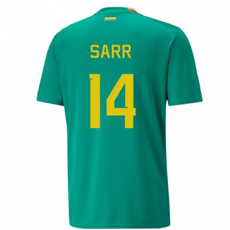 Kandiny Uomo Maglia Senegal Pape Sarr #14 Verde Kit Gara Away 22-24 Maglietta