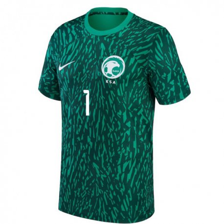 Kandiny Herren Saudi-arabische Mohammed Al Rubaie #1 Dunkelgrün Auswärtstrikot Trikot 22-24 T-shirt Österreich