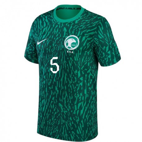 Kandiny Hombre Camiseta Arabia Saudita Ali Al Bulayhi #5 Verde Oscuro 2ª Equipación 22-24 La Camisa