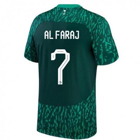 Kandiny Hombre Camiseta Arabia Saudita Salman Al Faraj #7 Verde Oscuro 2ª Equipación 22-24 La Camisa