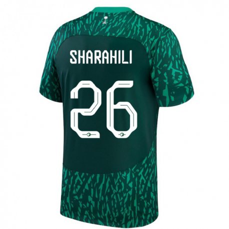 Kandiny Uomo Maglia Arabia Saudita Riyadh Sharahili #26 Verde Scuro Kit Gara Away 22-24 Maglietta