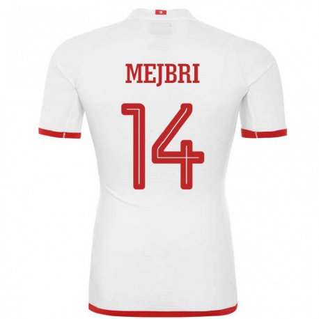 Kandiny Hombre Camiseta Túnez Hannibal Mejbri #14 Blanco 2ª Equipación 22-24 La Camisa México