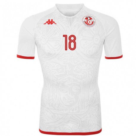 Kandiny Hombre Camiseta Túnez Ghaliene Chaaleli #18 Blanco 2ª Equipación 22-24 La Camisa México