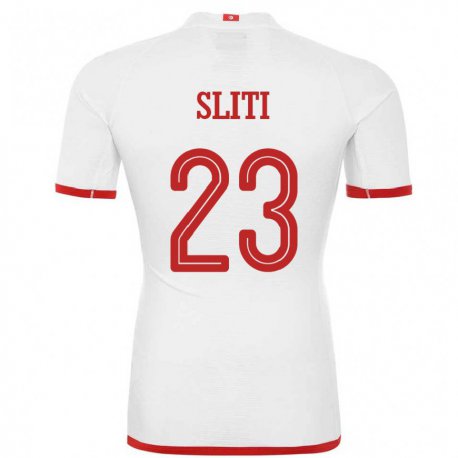 Kandiny Uomo Maglia Tunisia Naim Sliti #23 Bianco Kit Gara Away 22-24 Maglietta