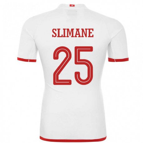 Kandiny Uomo Maglia Tunisia Anis Ben Slimane #25 Bianco Kit Gara Away 22-24 Maglietta