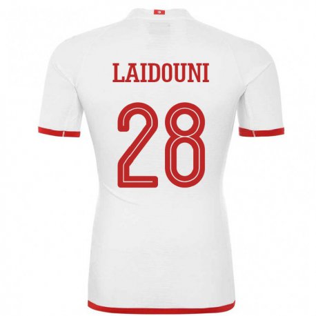 Kandiny Hombre Camiseta Túnez Aissa Laidouni #28 Blanco 2ª Equipación 22-24 La Camisa