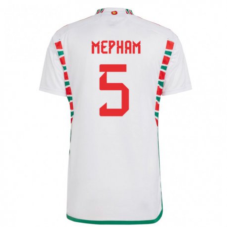 Kandiny Uomo Maglia Galles Chris Mepham #5 Bianco Kit Gara Away 22-24 Maglietta