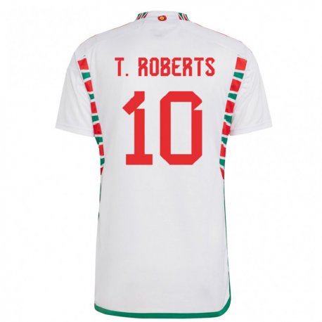 Kandiny Uomo Maglia Galles Tyler Roberts #10 Bianco Kit Gara Away 22-24 Maglietta