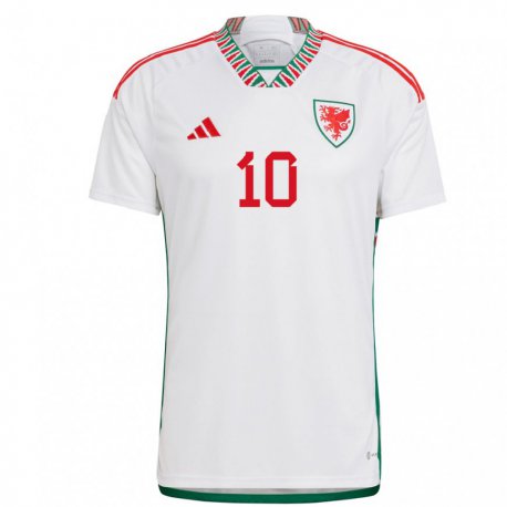 Kandiny Uomo Maglia Galles Tyler Roberts #10 Bianco Kit Gara Away 22-24 Maglietta