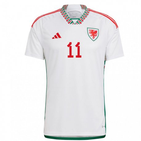 Kandiny Uomo Maglia Galles Gareth Bale #11 Bianco Kit Gara Away 22-24 Maglietta