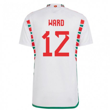 Kandiny Uomo Maglia Galles Danny Ward #12 Bianco Kit Gara Away 22-24 Maglietta