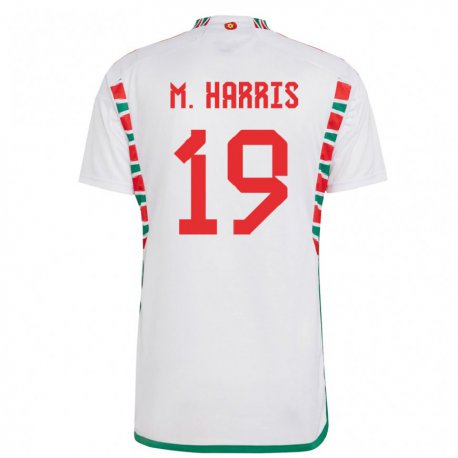 Kandiny Herren Walisische Mark Harris #19 Weiß Auswärtstrikot Trikot 22-24 T-shirt Österreich