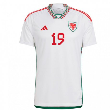 Kandiny Uomo Maglia Galles Mark Harris #19 Bianco Kit Gara Away 22-24 Maglietta