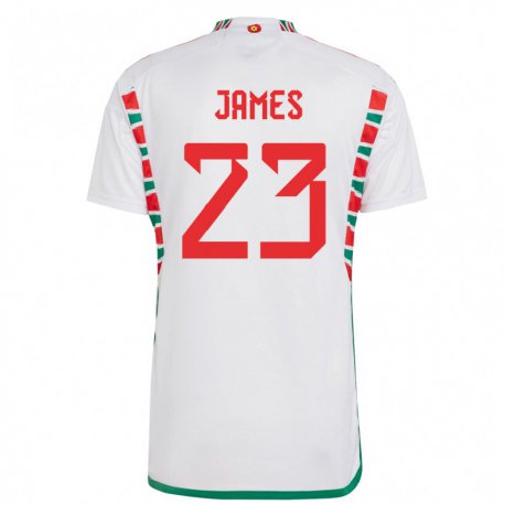 Kandiny Herren Walisische Jordan James #23 Weiß Auswärtstrikot Trikot 22-24 T-shirt Österreich