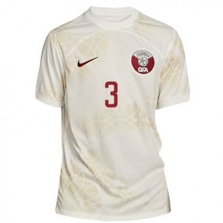 Kandiny Heren Qatarees Abdelkarim Hassan #3 Goud Beige Uitshirt Uittenue 22-24 T-shirt België