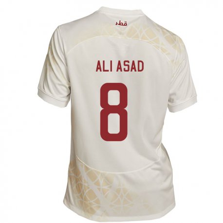 Kandiny Heren Qatarees Ali Asad #8 Goud Beige Uitshirt Uittenue 22-24 T-shirt