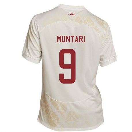 Kandiny Uomo Maglia Qatar Mohammed Muntari #9 Beige Oro Kit Gara Away 22-24 Maglietta