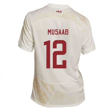 Kandiny Heren Qatarees Musaab Khidir #12 Goud Beige Uitshirt Uittenue 22-24 T-shirt België