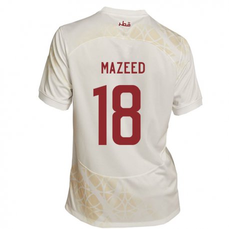 Kandiny Herren Katarische Khalid Muneer Ali #18 Goldbeige Auswärtstrikot Trikot 22-24 T-shirt Österreich