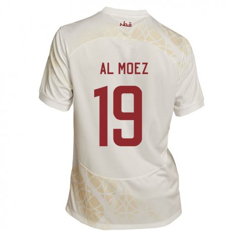 Kandiny Herren Katarische Almoez Ali #19 Goldbeige Auswärtstrikot Trikot 22-24 T-shirt Österreich