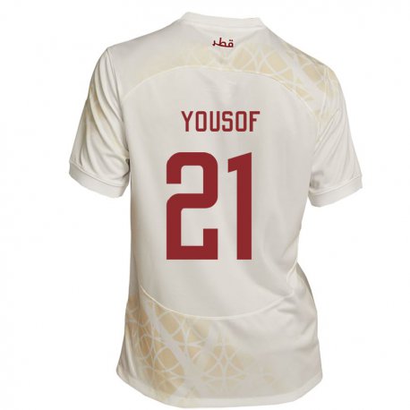 Kandiny Herren Katarische Yousof Hassan #21 Goldbeige Auswärtstrikot Trikot 22-24 T-shirt Österreich