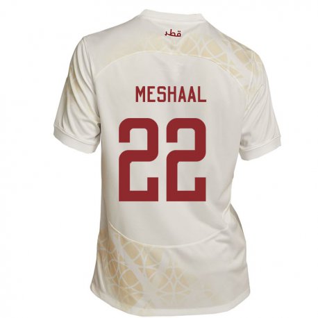 Kandiny Uomo Maglia Qatar Meshaal Barsham #22 Beige Oro Kit Gara Away 22-24 Maglietta