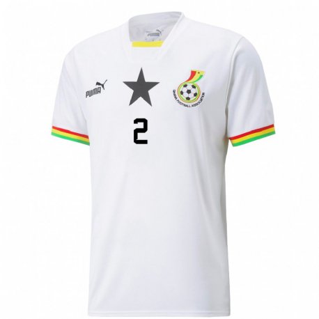 Kandiny Donna Maglia Ghana Tariq Lamptey #2 Bianco Kit Gara Home 22-24 Maglietta