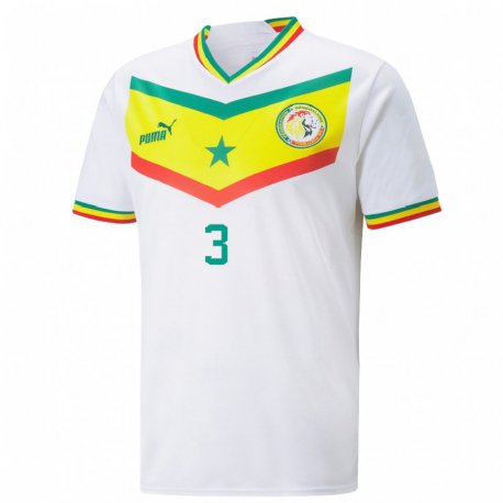 Kandiny Dames Senegalees Kalidou Koulibaly #3 Wit Thuisshirt Thuistenue 22-24 T-shirt België