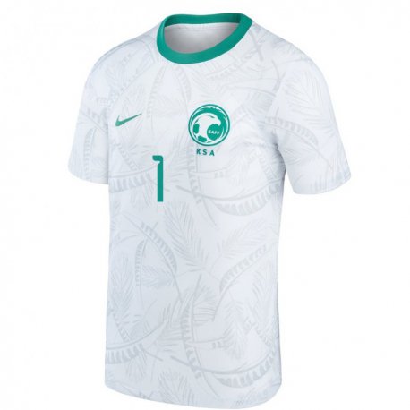 Kandiny Mujer Camiseta Arabia Saudita Mohammed Al Rubaie #1 Blanco 1ª Equipación 22-24 La Camisa